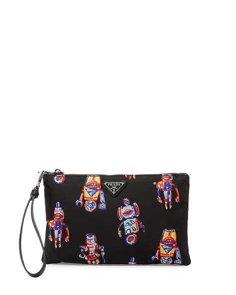 prada robot nylon zip pouch black|Black Soft Robot Re.